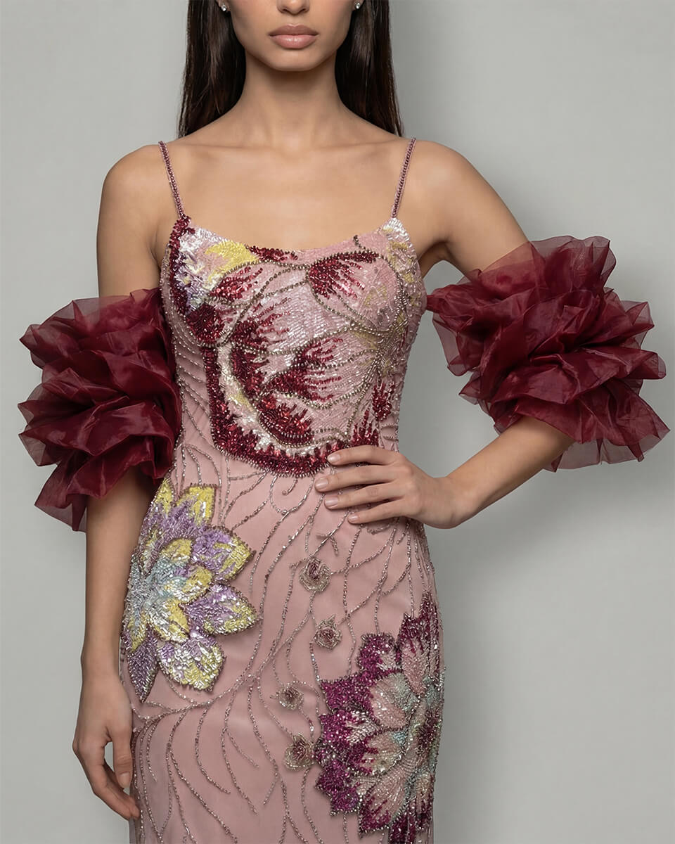 Amelie Floral Ruffle Gown