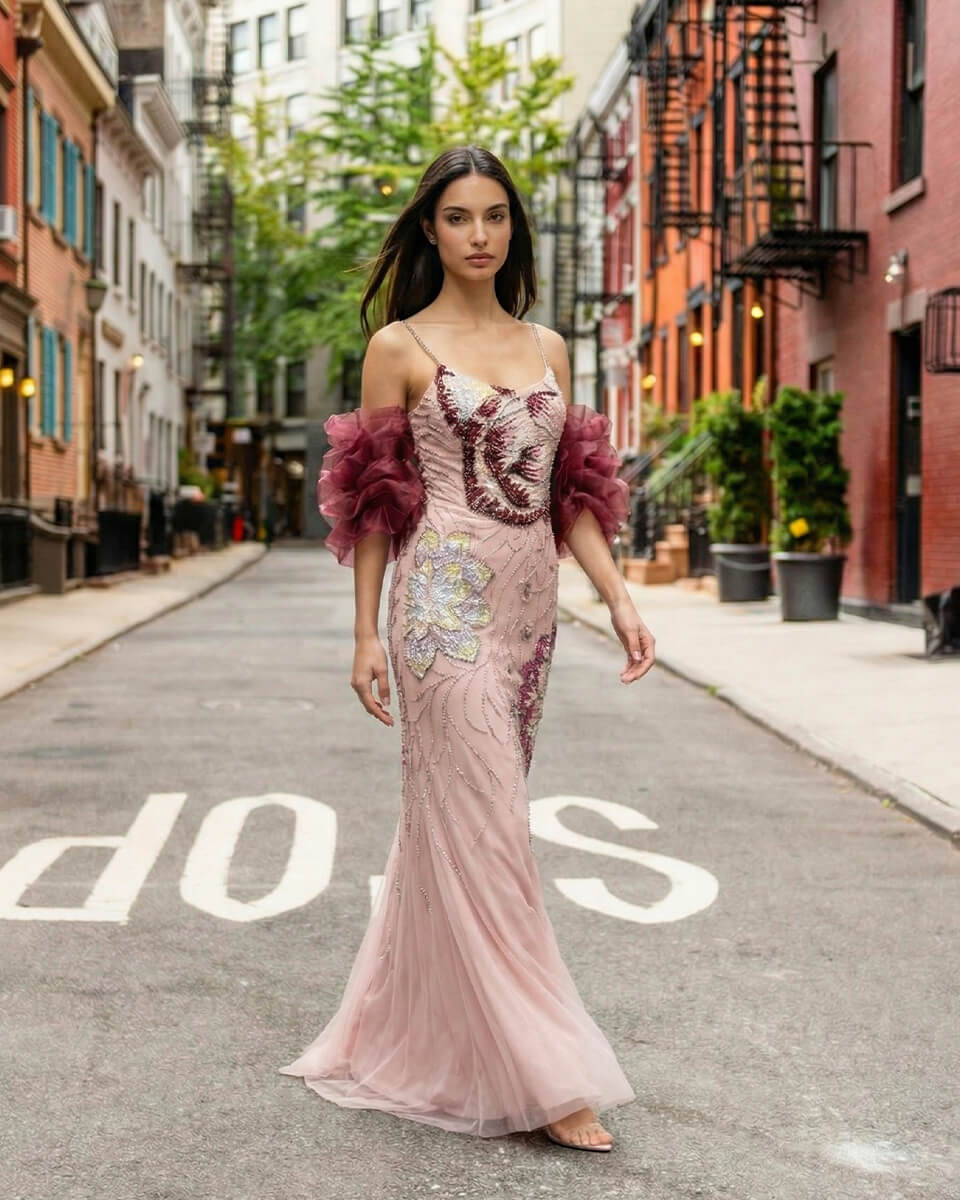 Amelie Floral Ruffle Gown