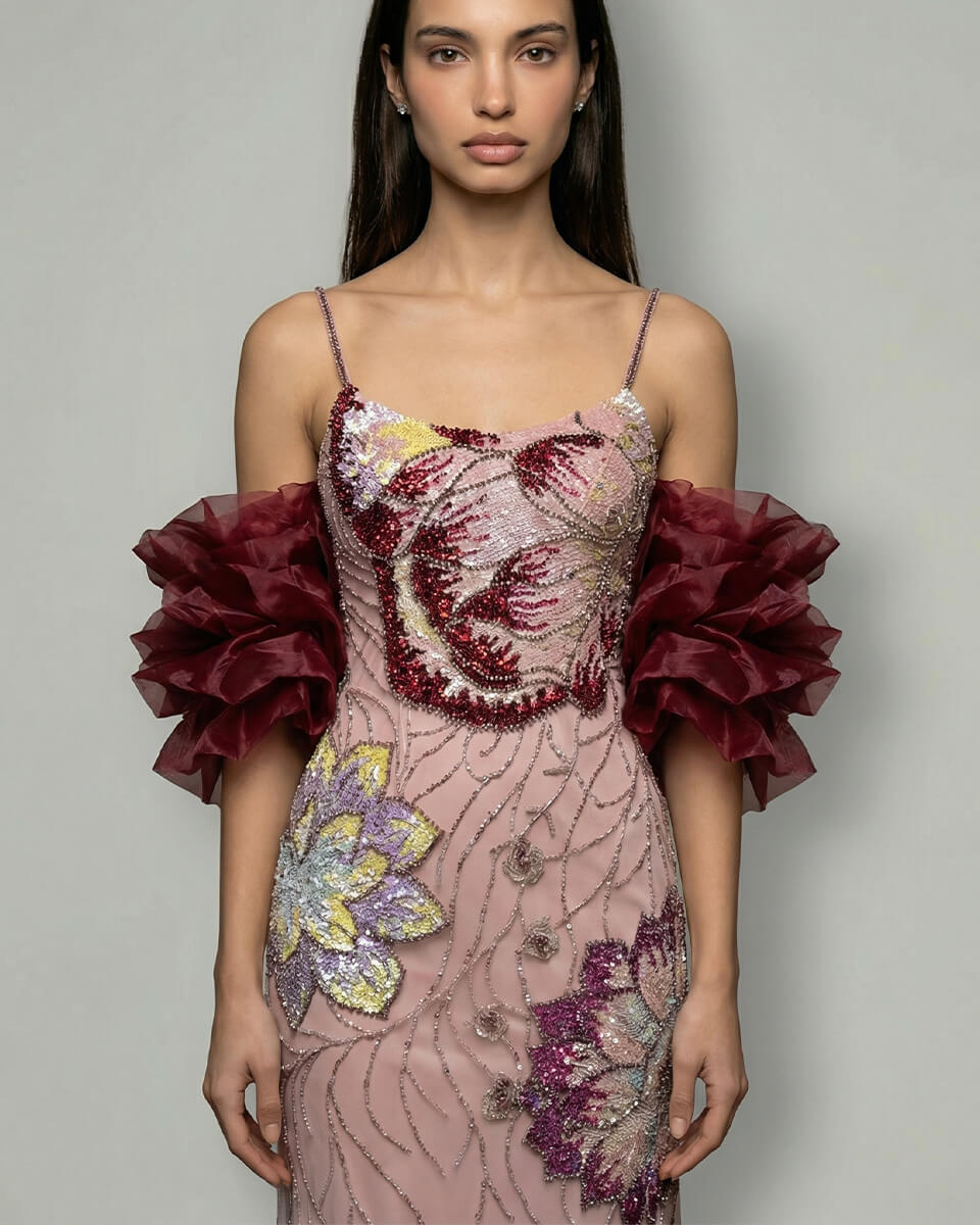 Amelie Floral Ruffle Gown