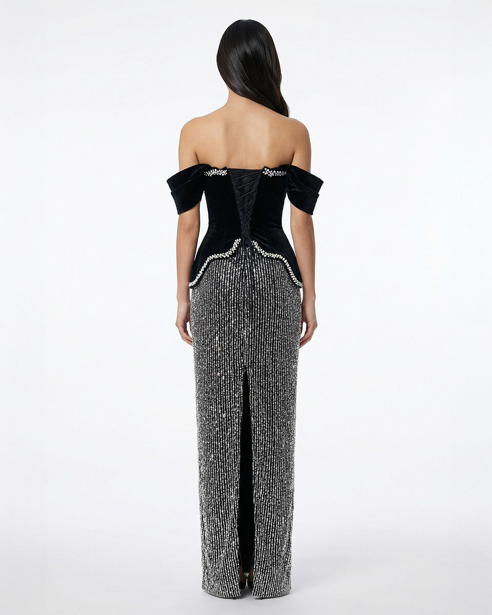 Vivienne Velvet Fringe Gown