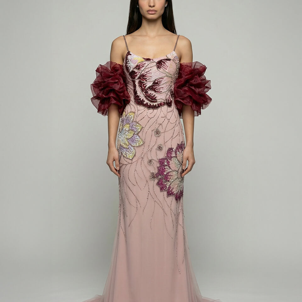 Amelie Floral Ruffle Gown