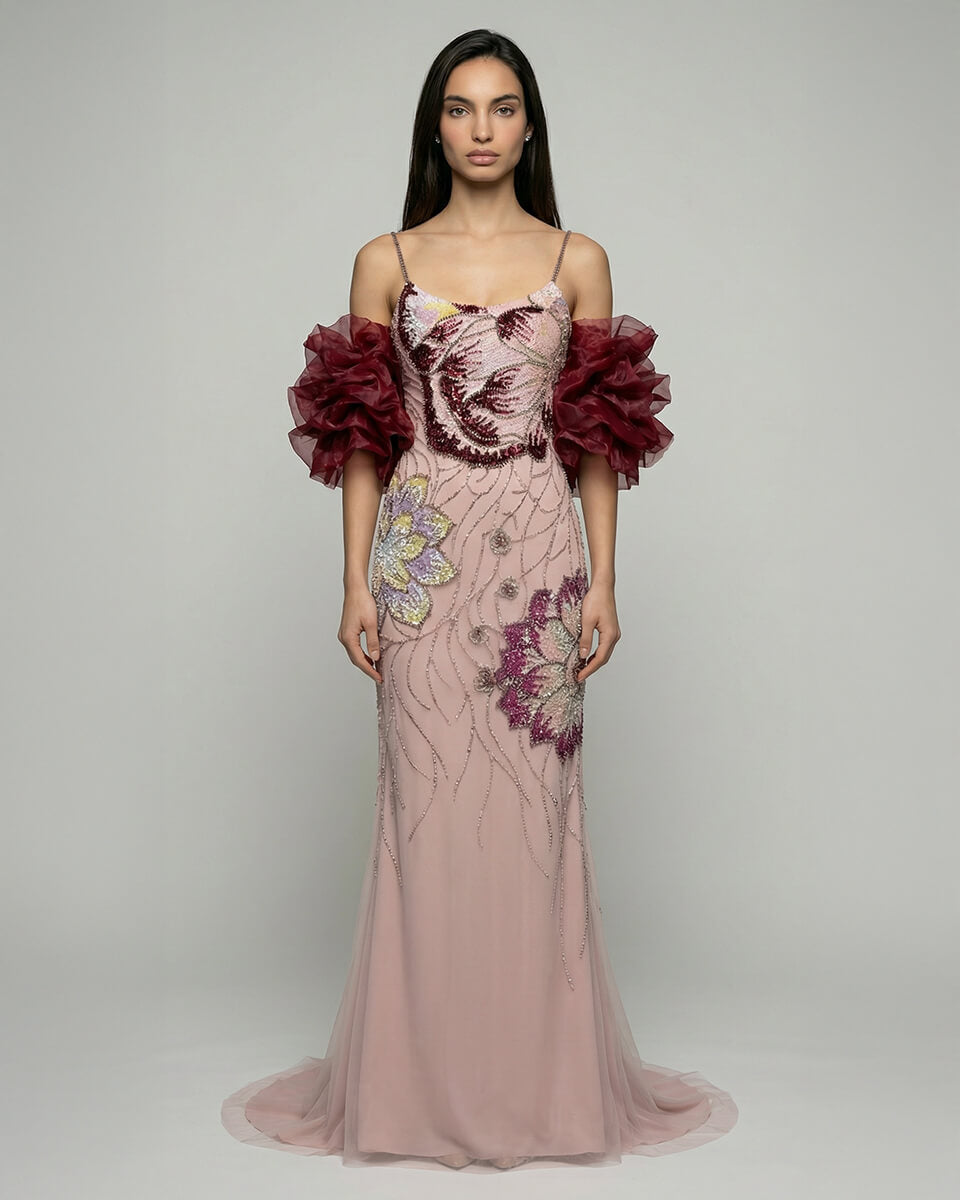 Amelie Floral Ruffle Gown