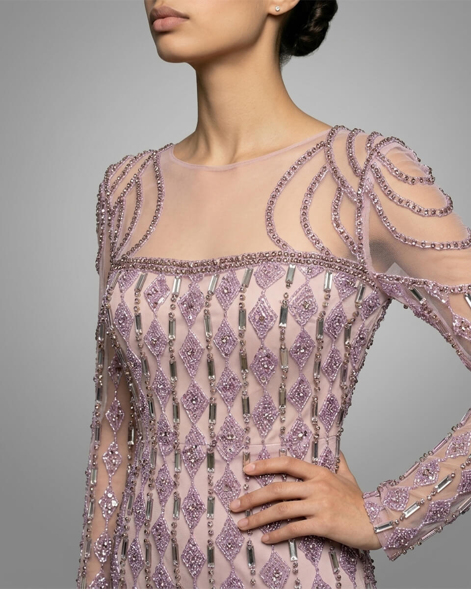 Delphine Beaded Illusion Gown