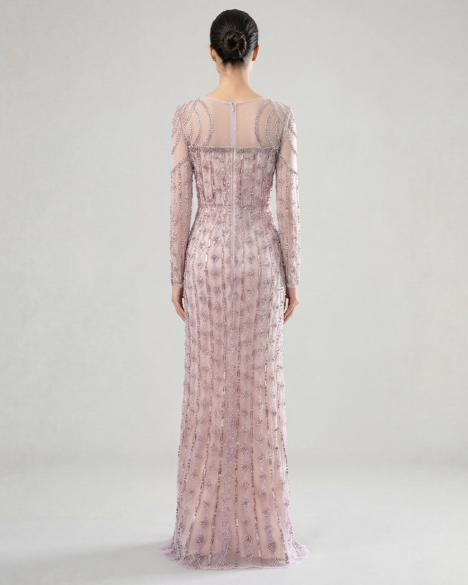 Delphine Beaded Illusion Gown