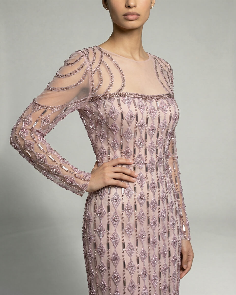 Delphine Beaded Illusion Gown